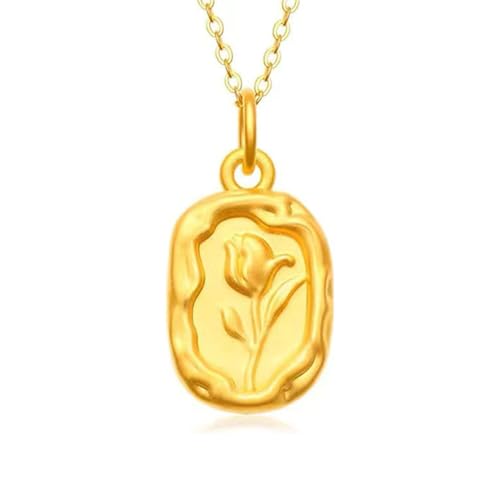 18K Gold Plated Stainless Steel Tulip Pendant Necklace