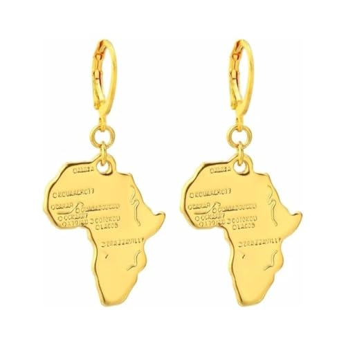 316L Stainless Steel Africa Map Design Trendy Dainty Top Best Selling Earrings 18K Gold Plated