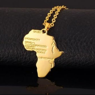 Africa Map Pendant Necklace for Men Women, Iced Out/Stainless Steel/18K Gold Plated with Adjustable Chain