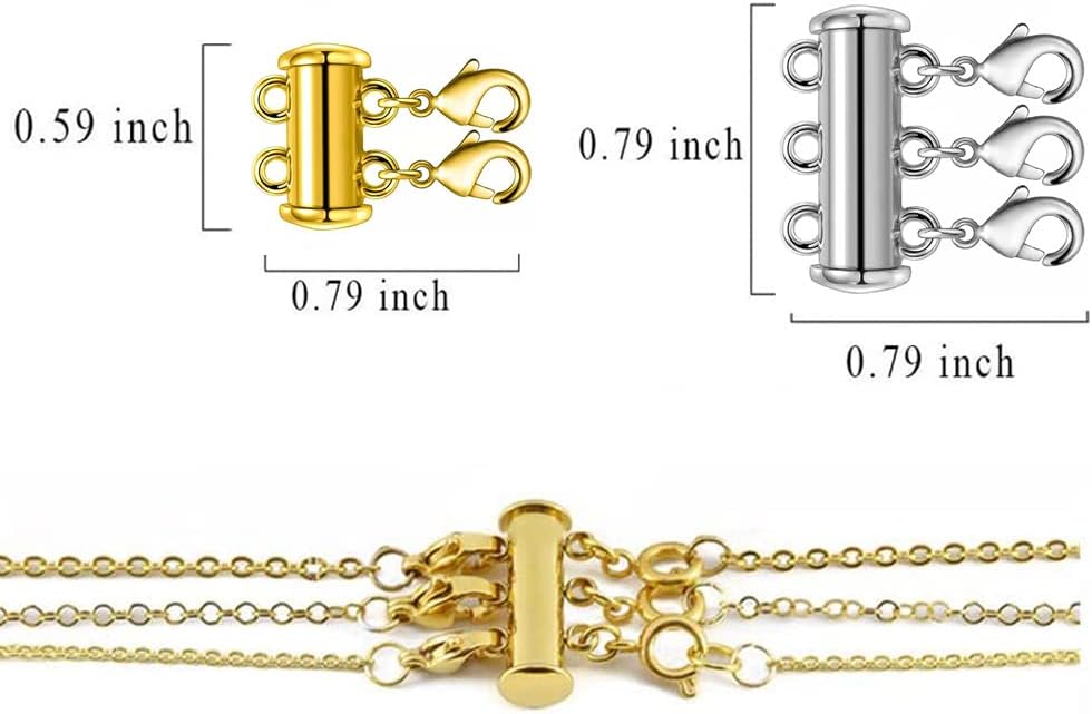 4PCS Layered Necklace Clasps, 2 Size Slide Clasp Lock