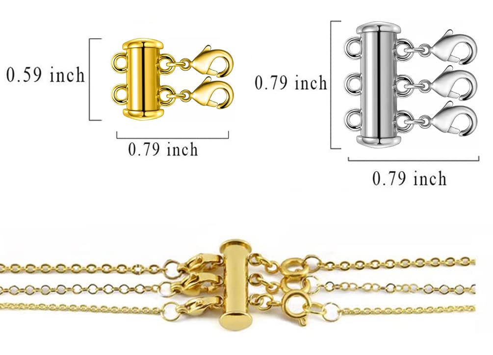 4PCS Layered Necklace Clasps, 2 Size Slide Clasp Lock