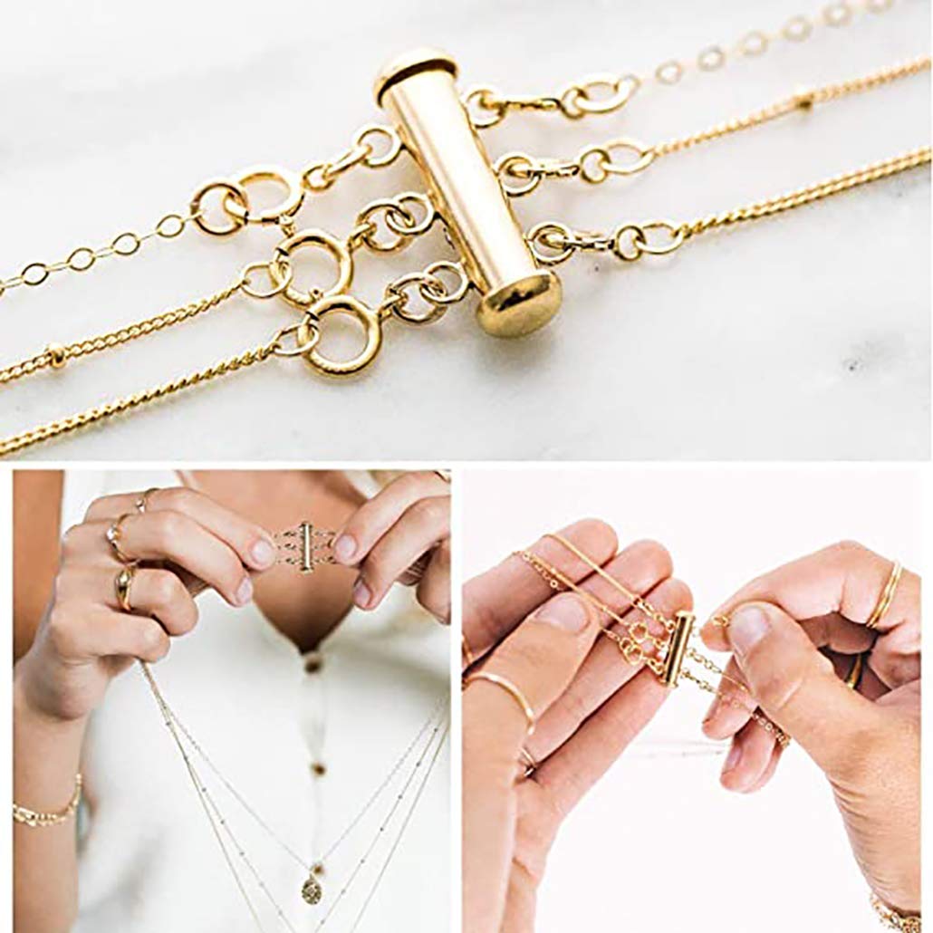 4PCS Layered Necklace Clasps, 2 Size Slide Clasp Lock