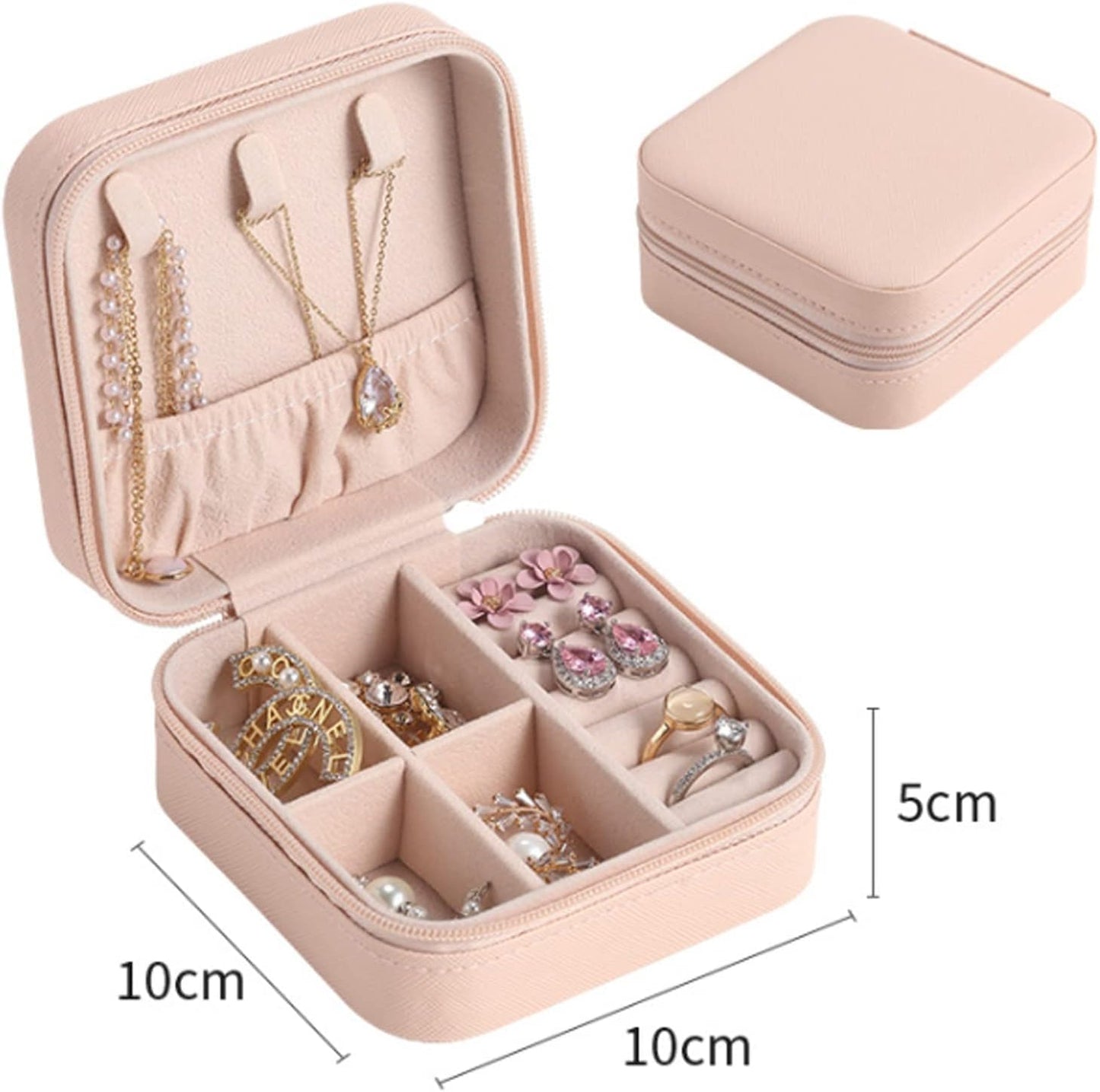 Portable Travel Mini Jewelry Box in Pink