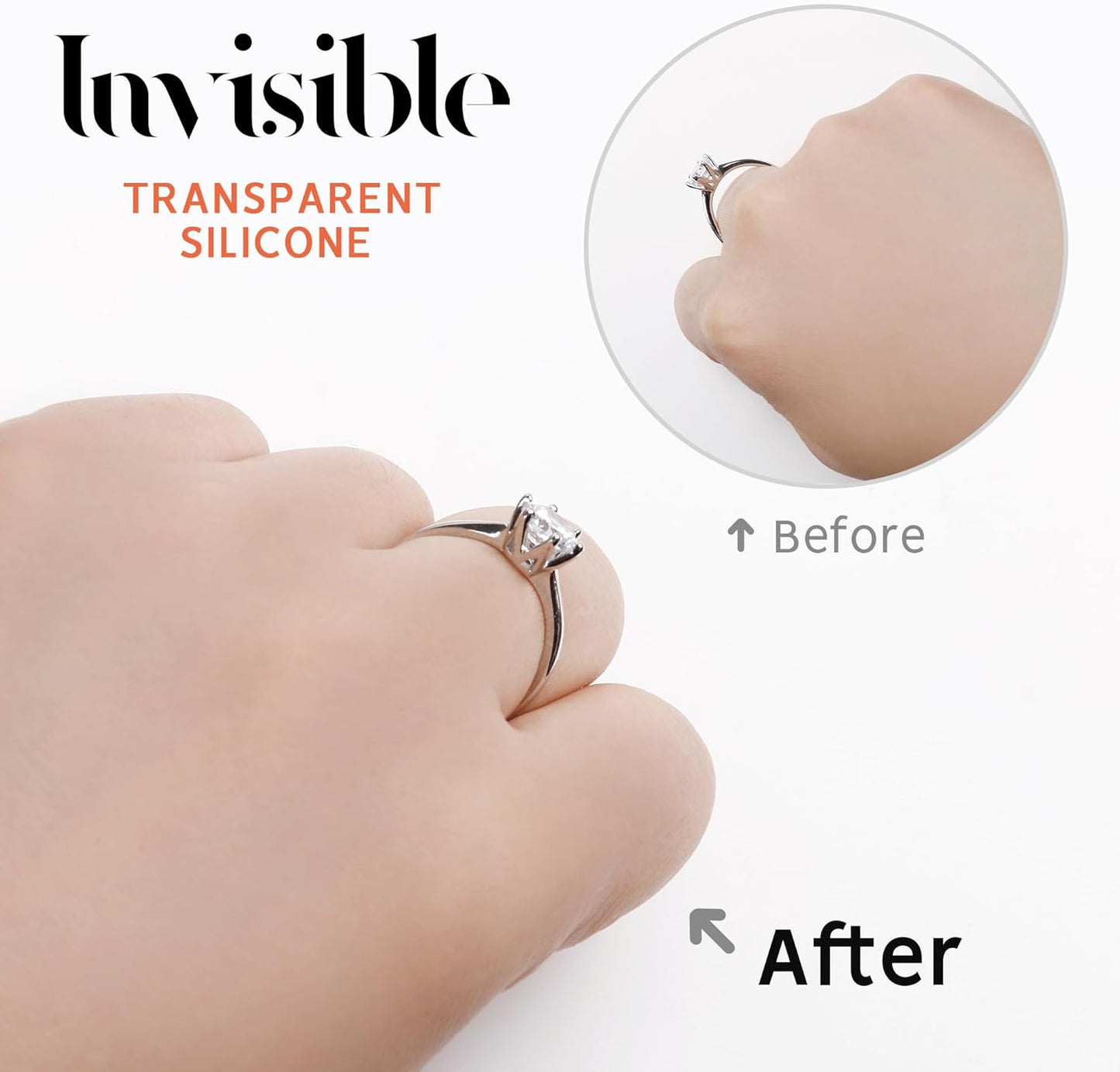 12 Pack-4 Sizes Invisible Transparent Silicone ring adjuster