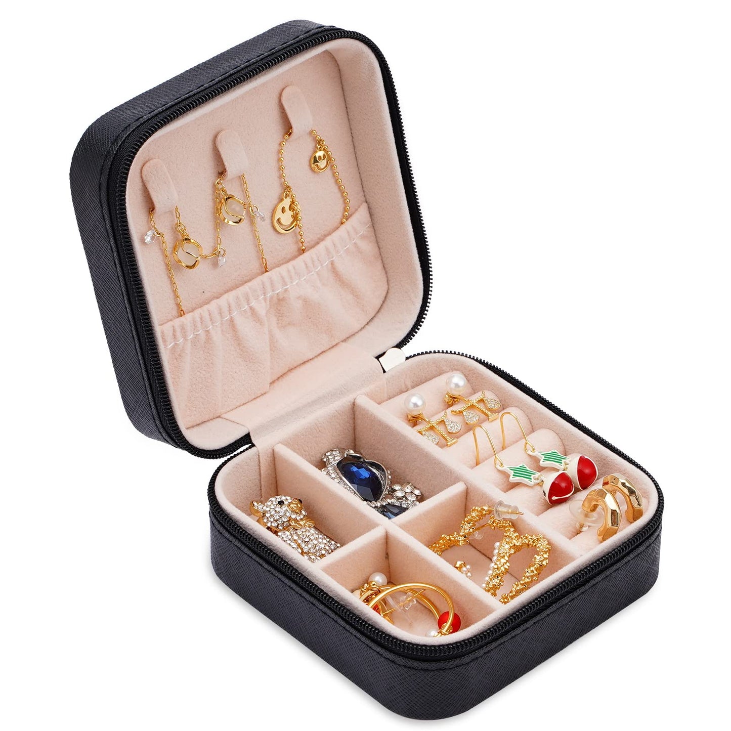 Portable Travel Mini Jewelry Box in Black