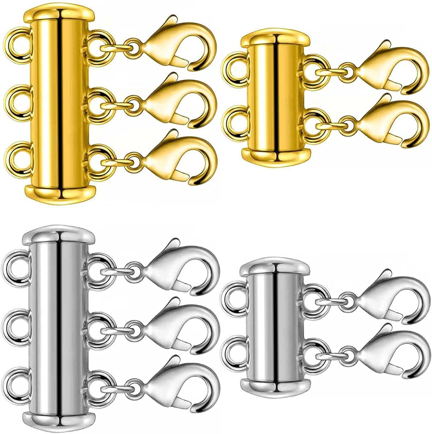 4PCS Layered Necklace Clasps, 2 Size Slide Clasp Lock