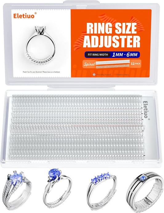 12 Pack-4 Sizes Invisible Transparent Silicone ring adjuster