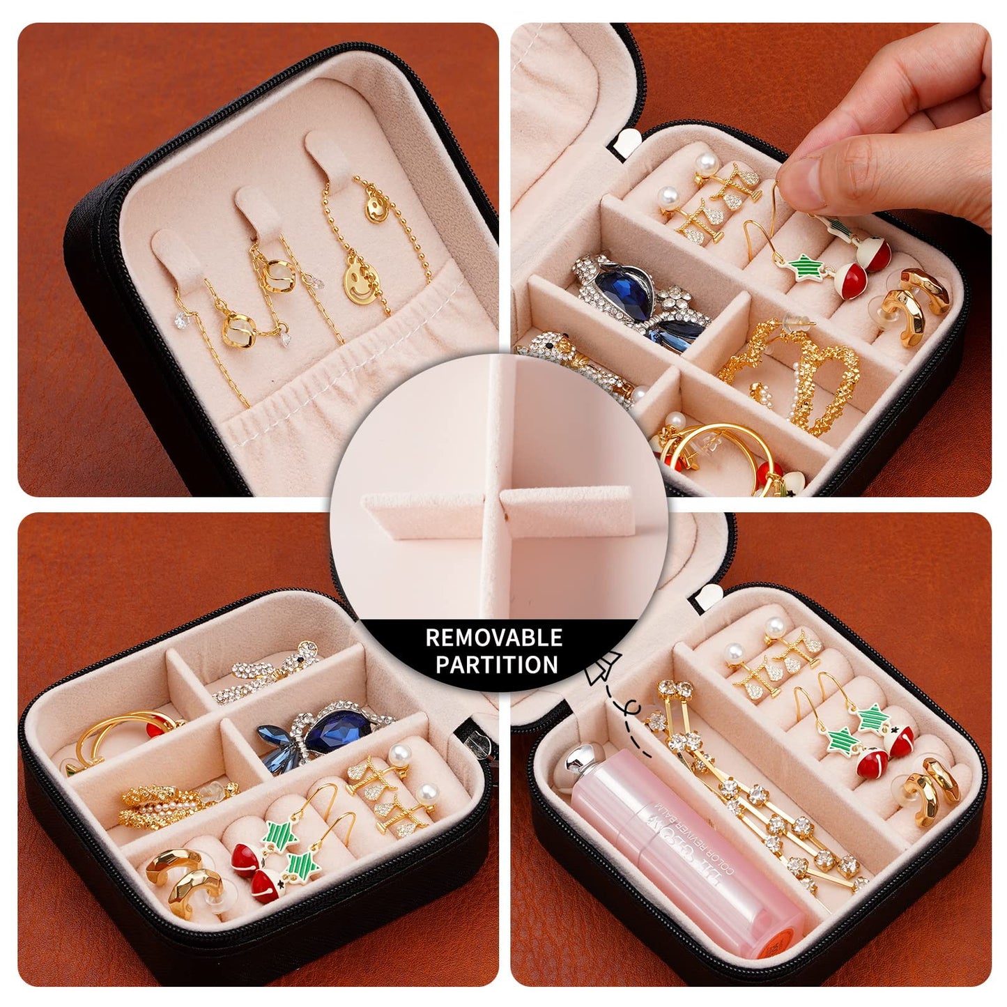 Portable Travel Mini Jewelry Box in Black